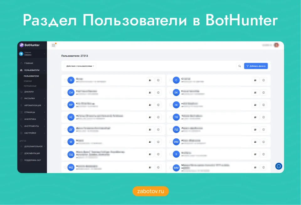 Раздел Пользователи в BotHunter